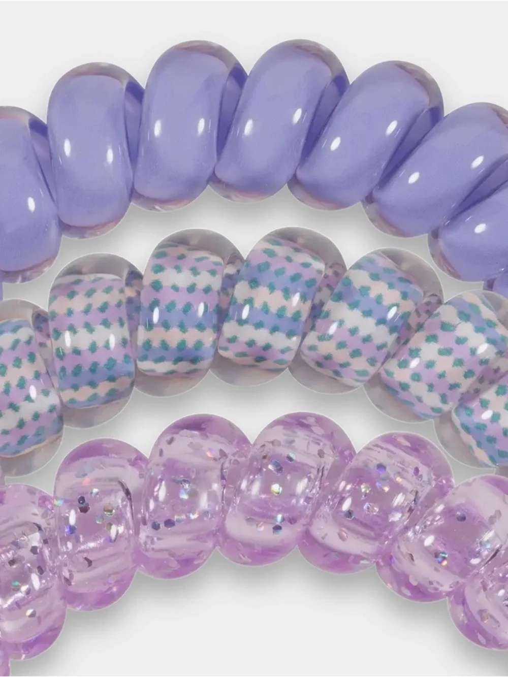 Teleties Purple Spiral Hair Ties - 3 Pack - Picture 3 of 3